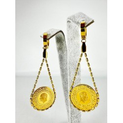 Gold Sallantılı Lira Küpe